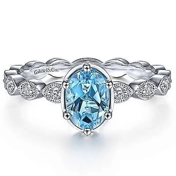 Gabriel & Co. Blue Topaz & Diamond Ring Meigs Jewelry Tahlequah, OK
