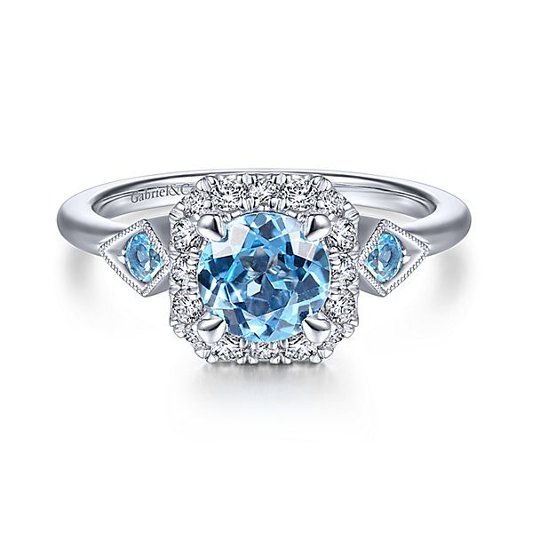 Gabriel & Co. Blue Topaz & Diamond Ring Meigs Jewelry Tahlequah, OK