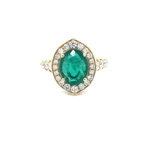 Emerald & Diamond Halo Ring Image 2 Meigs Jewelry Tahlequah, OK