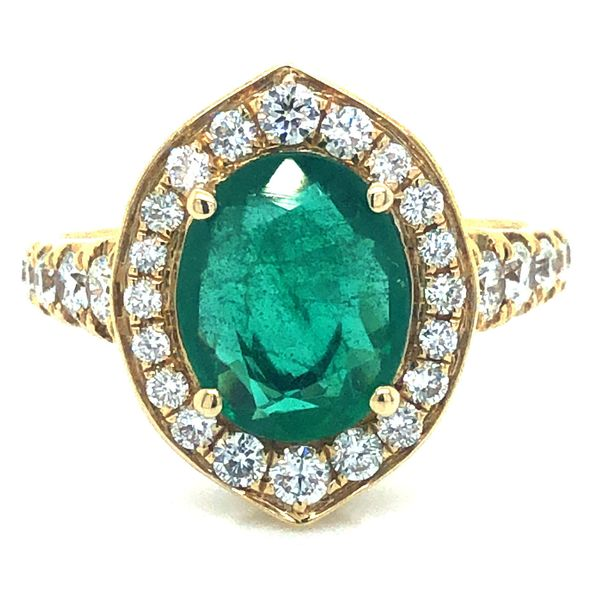 Emerald & Diamond Halo Ring Meigs Jewelry Tahlequah, OK