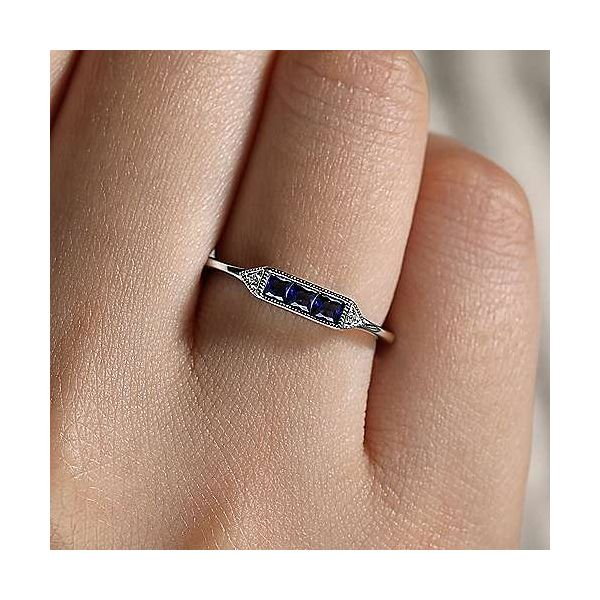 Sapphire & Diamond Stackable Band Image 3 Meigs Jewelry Tahlequah, OK