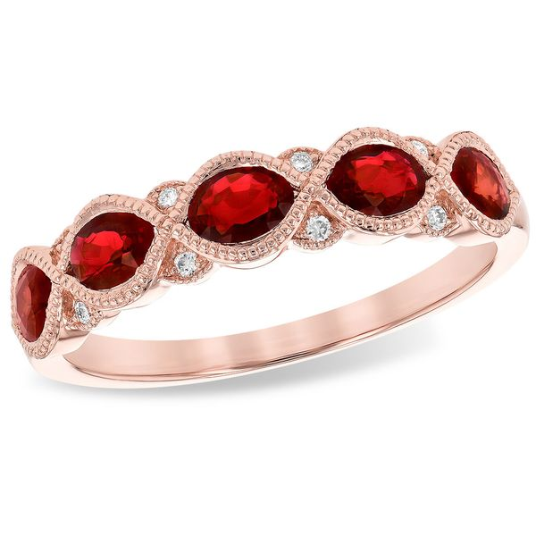 Rose Gold Ruby & Diamond Band Meigs Jewelry Tahlequah, OK