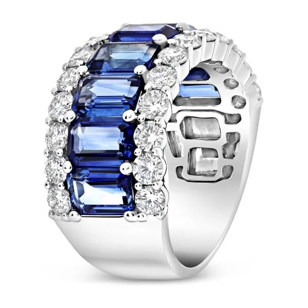 Sapphire & Diamond Platinum Band Image 2 Meigs Jewelry Tahlequah, OK