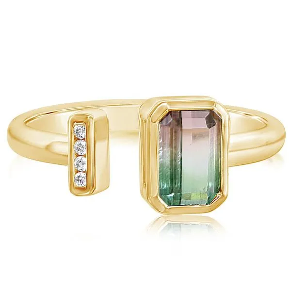 14k Yellow Gold Watermelon Tourmaline Diamond Ring Meigs Jewelry Tahlequah, OK