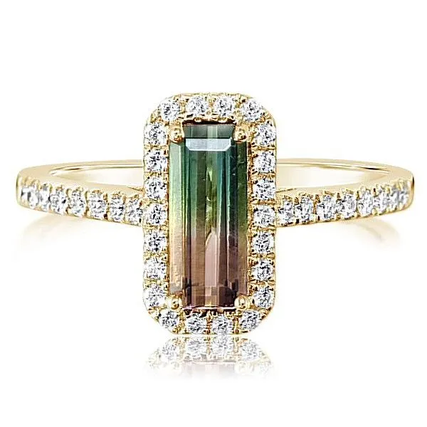 14k Yellow Gold Diamond Watermelon Tourmaline Ring Meigs Jewelry Tahlequah, OK