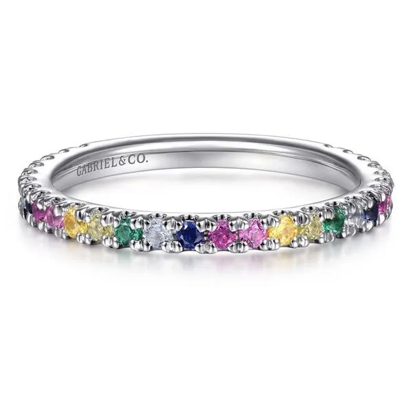 Gabriel & Co. White Gold Rainbow Stone Stackable Band Meigs Jewelry Tahlequah, OK