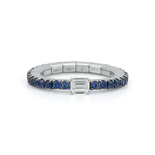 White Gold Sapphire & Diamond Stretch Ring Meigs Jewelry Tahlequah, OK