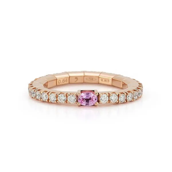 Rose Gold Pink Sapphire & Diamond Stretch Ring Meigs Jewelry Tahlequah, OK