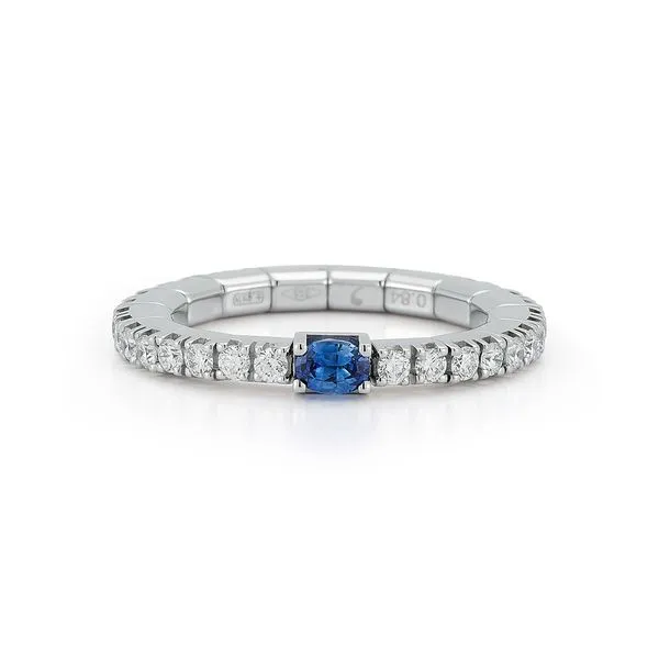 White Gold Sapphire & Diamond Stretch Ring Meigs Jewelry Tahlequah, OK