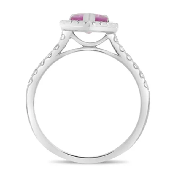 Pink Sapphire & Diamond Halo Ring Image 2 Meigs Jewelry Tahlequah, OK