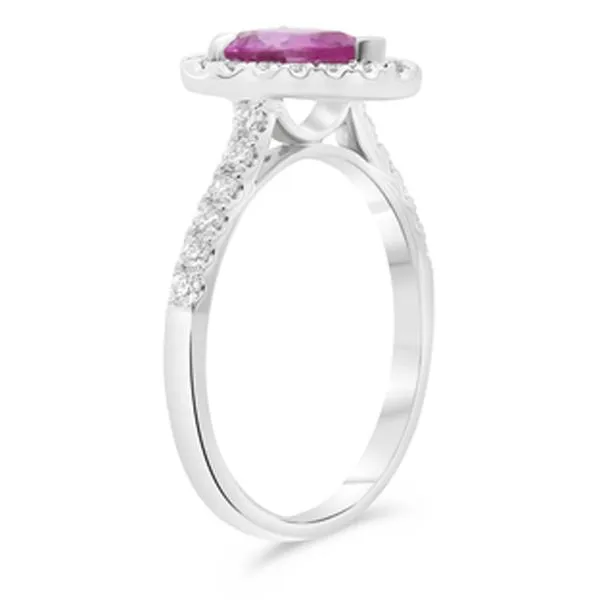 Pink Sapphire & Diamond Halo Ring Image 3 Meigs Jewelry Tahlequah, OK