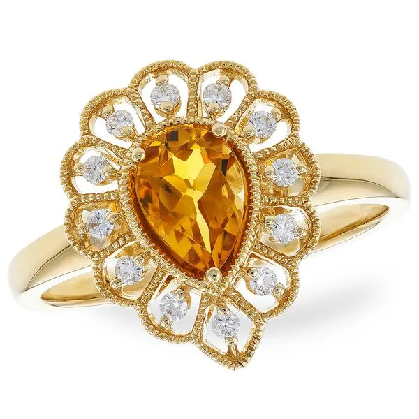 Citrine & Diamond Milgrain Ring Meigs Jewelry Tahlequah, OK