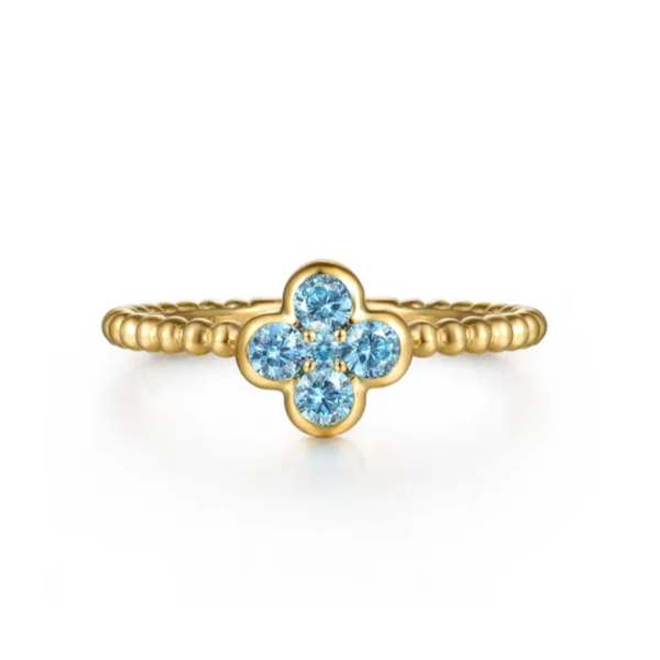 14KY .31CTW BLUE TOPAZ CLOVER BEAD STACK RING SZ6.5

SERIAL #2222259 Image 2 Meigs Jewelry Tahlequah, OK