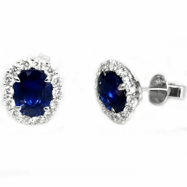 Sapphire & Diamond Halo Stud Earrings Meigs Jewelry Tahlequah, OK