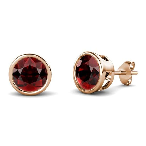 Garnet Bezel Set Stud Earrings Meigs Jewelry Tahlequah, OK