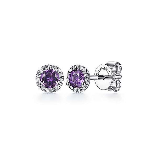 Gabriel & Co. Amethyst & Diamond Stud Earrings Meigs Jewelry Tahlequah, OK