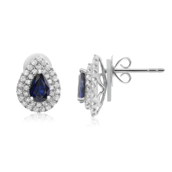 Sapphire & Diamond Halo Stud Earrings Meigs Jewelry Tahlequah, OK