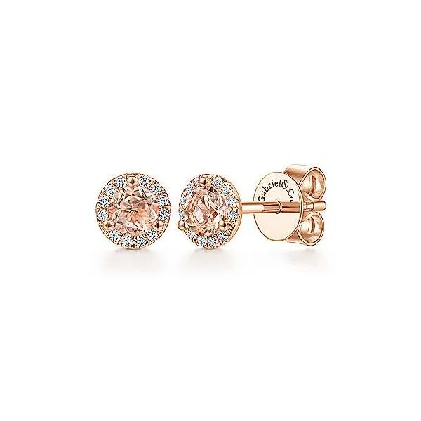 Gabriel & Co. Morganite & Diamond Stud Earrings Meigs Jewelry Tahlequah, OK