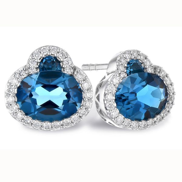 Blue Topaz Halo Stud Earrings Meigs Jewelry Tahlequah, OK