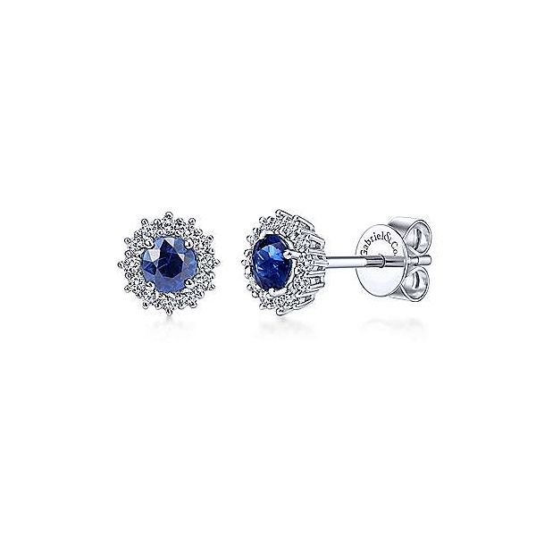 Gabriel & Co. Sapphire & Diamond Stud Earrings Meigs Jewelry Tahlequah, OK