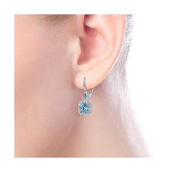 Gabriel & Co. Blue Topaz & Diamond Earrings Image 2 Meigs Jewelry Tahlequah, OK