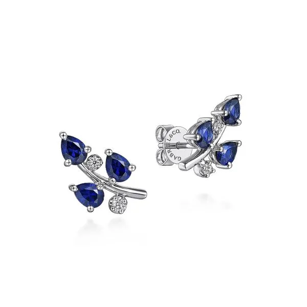 Gabriel & Co. Diamond and Sapphire Earrings Meigs Jewelry Tahlequah, OK