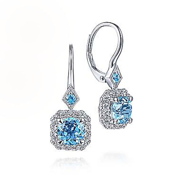 Gabriel & Co. Blue Topaz & Diamond Earrings Meigs Jewelry Tahlequah, OK