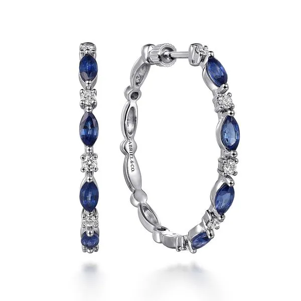 Gabriel & Co. Sapphire & Diamond Hoops Meigs Jewelry Tahlequah, OK
