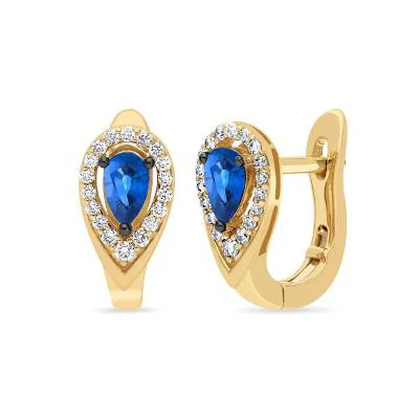 14K Yellow Gold Blueberry Sapphire Earrings Meigs Jewelry Tahlequah, OK