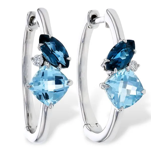 Blue Topaz & Diamond Hoop Earrings Meigs Jewelry Tahlequah, OK