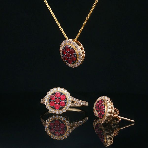 14KY .25DTW/.28RUBY RND CLUSTER STUD EARRINGS Image 2 Meigs Jewelry Tahlequah, OK