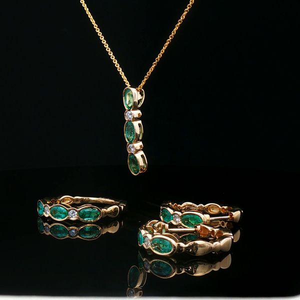 14KY .16DTW/1.14EMERALD 3OV SM HOOP EARRINGS Image 2 Meigs Jewelry Tahlequah, OK