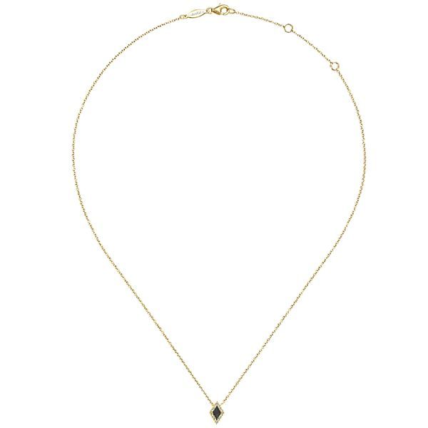 14k Yellow Gold Diamond & Black MOP Necklace Image 2 Meigs Jewelry Tahlequah, OK