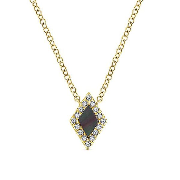 14k Yellow Gold Diamond & Black MOP Necklace Meigs Jewelry Tahlequah, OK