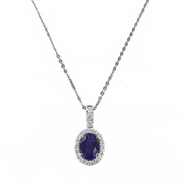 Sapphire & Diamond Halo Necklace Meigs Jewelry Tahlequah, OK
