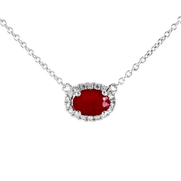 Ruby & Diamond Halo Necklace Meigs Jewelry Tahlequah, OK