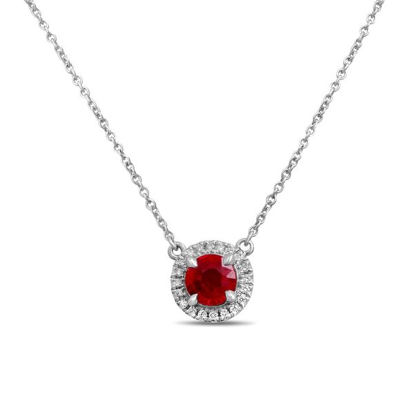 Ruby & Diamond Halo Necklace Meigs Jewelry Tahlequah, OK