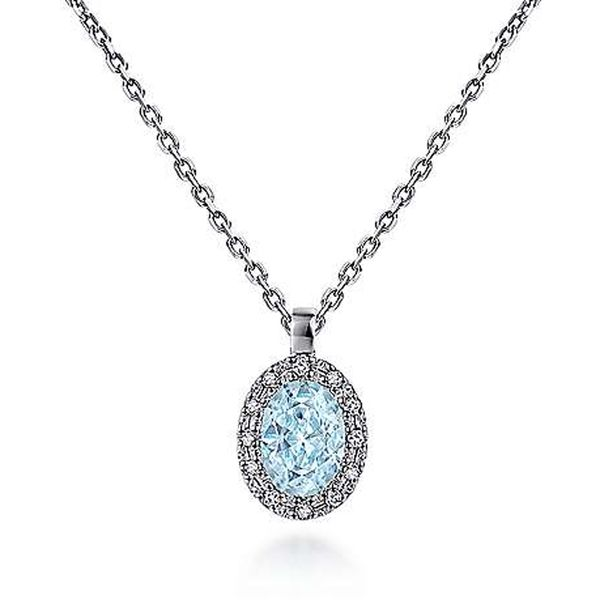 Gabriel & Co. Aqua & Diamond Necklace Meigs Jewelry Tahlequah, OK