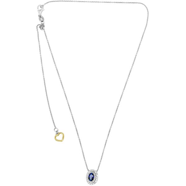 Sapphire & Diamond Halo Necklace Image 2 Meigs Jewelry Tahlequah, OK