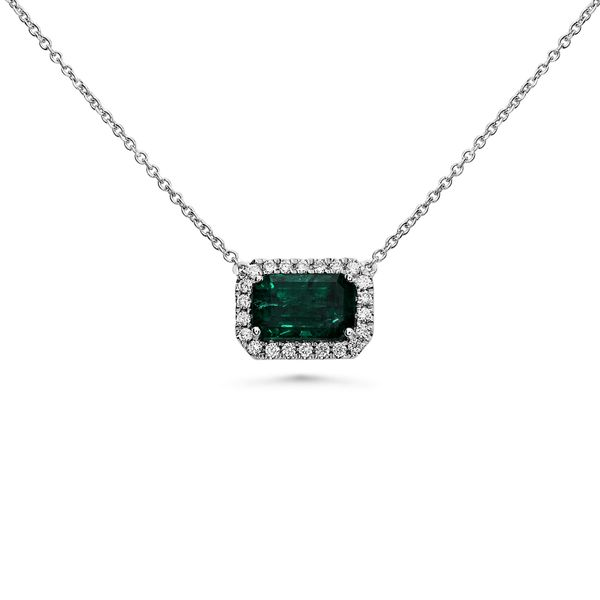 Emerald and Diamond Halo Necklace Meigs Jewelry Tahlequah, OK