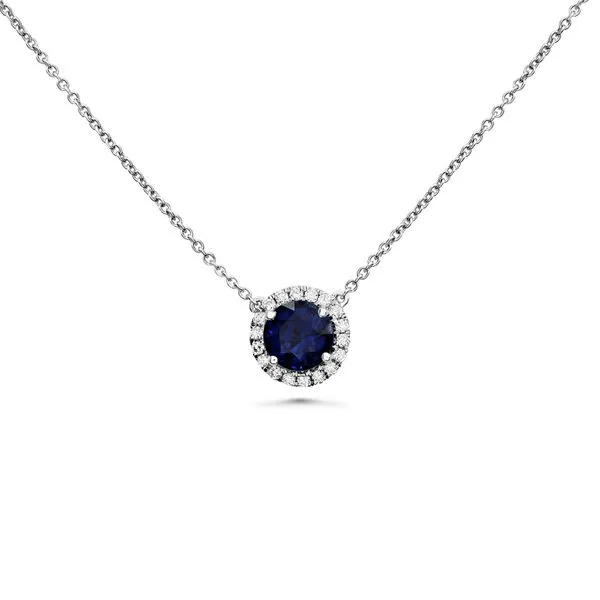 Sapphire & Diamond Halo Necklace Meigs Jewelry Tahlequah, OK