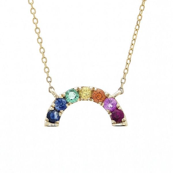 14K Yellow Gold Rainbow Round Prong Multi-Gem Necklace Meigs Jewelry Tahlequah, OK