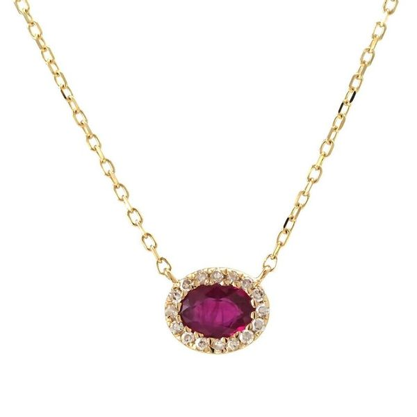 14K Yellow Gold Fashion Oval Bezel Ruby Necklace Meigs Jewelry Tahlequah, OK
