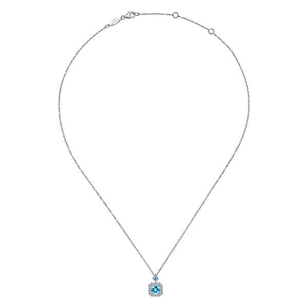 Gabriel & Co. Blue Topaz & Diamond Necklace Image 2 Meigs Jewelry Tahlequah, OK