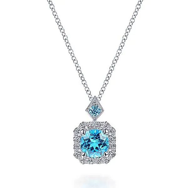 Gabriel & Co. Blue Topaz & Diamond Necklace Meigs Jewelry Tahlequah, OK