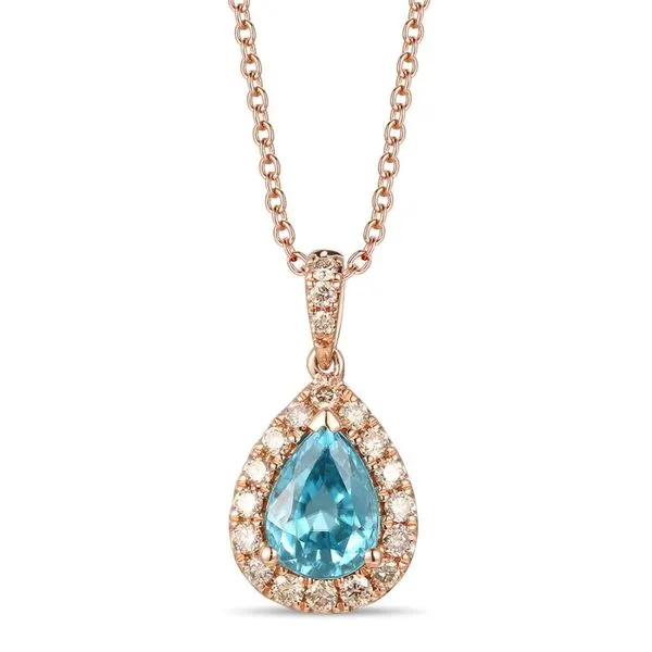 Le Vian Blue Zircon & Diamond Halo Necklace Meigs Jewelry Tahlequah, OK