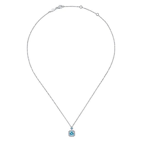 Gabriel & Co. Blue Topaz & Diamond Necklace Image 2 Meigs Jewelry Tahlequah, OK