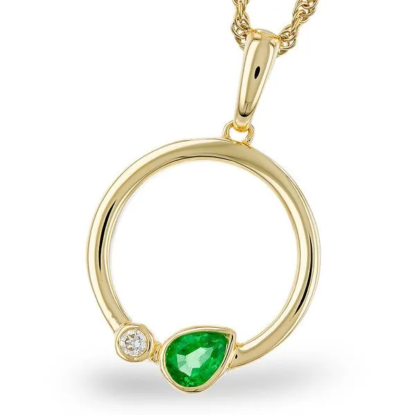 Yellow Gold Emerald & Diamond Necklace Meigs Jewelry Tahlequah, OK