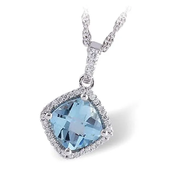 Aqua & Diamond Halo Necklace Meigs Jewelry Tahlequah, OK