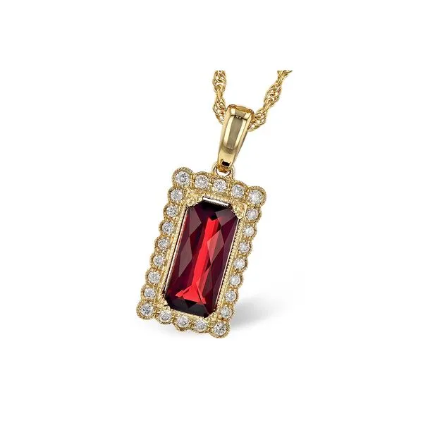 14K Yellow Gold Garnet Milgrain Necklace Meigs Jewelry Tahlequah, OK